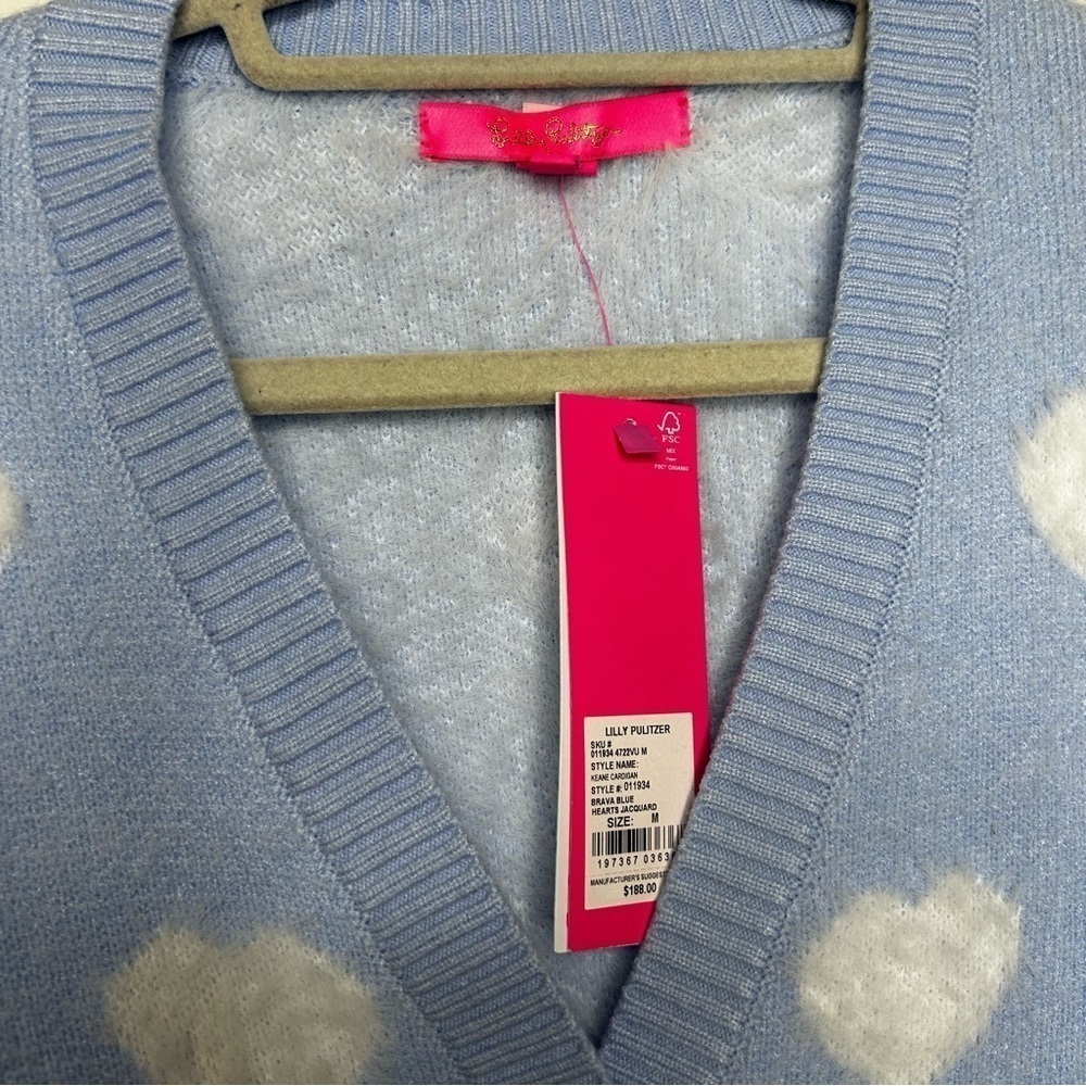 Lilly Pulitzer Heart Jacquard Sweater in Blue - Size Medium - Picture 6 of 6